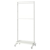 MITTZON rolling rack: steel, minimalist design, hanging rail, shelf, wheels.