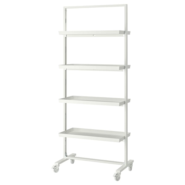 MITTZON shelving unit on wheels, 4 shelves for office storage.