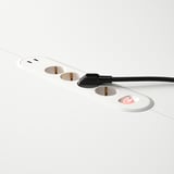 Whiteoble built-in power unit: 4 usb ports, 2 outlets, and indicator light.