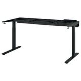 Black MITTZON underframe, steel, rectangular, adjustable desk base with hooks and cable management.