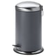 Option: A gray MJÖSA pedal bin with a sleek stainless steel lid, featuring a foot pedal for hands-free use, and a handle for easy movement.