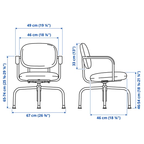 Illustration with measurements for the product: MULLSJÖ.