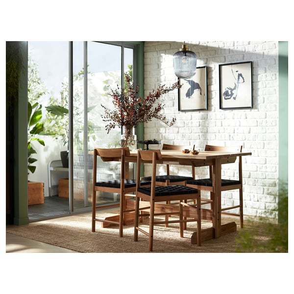 NACKANÄS / NACKANÄS Table and 4 chairs, acacia/acacia, 140 cm