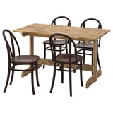 NACKANÄS light brown wooden dining set, 4-6 seats, acacia wood.
