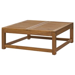 Ikea NÄMMARÖ brown wood outdoor coffee table with slated top and sturdy square legs.