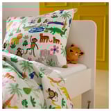NATTHÄGER Duvet cover and pillowcase, multicolour/jungle, 150x200/50x60 cm