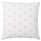 NATTSLÄNDA white cushion, daisy-patterned, square, cotton.