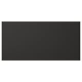 A black rectangular NICKEBO front panel, sleek and modern, with a textured surface, designed for cabinetry or furniture.