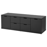 Modern black NORDLI chest with sleek design, six large drawers, and clean lines.