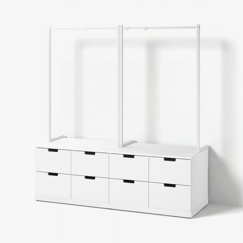 NORDLI Chest of 8 drawers, white, 160x169 cm