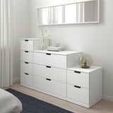 White NORDLI chest with mirror, modern bedroom decor