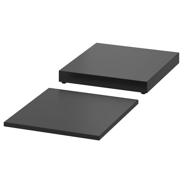Black NORDLI drawer top and plinth set, sleek modern design, fiberboard & particleboard with acrylic finish.