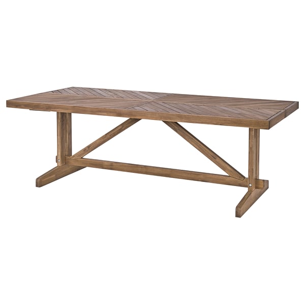 NORRMANSÖ wooden dining table, light brown, rectangular, with diagonal slats and sturdy trestle base.
