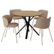 NORRMJÖLE / KRYLBO Table and 4 chairs, oak effect black/Tonerud dark beige, 105 cm