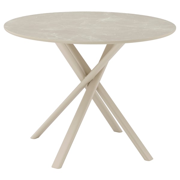 NORRMJÖLE Table, beige marble effect/beige, 105 cm