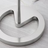 Silver floor lamp base with adjustable height, showing sturdy, metallic design.