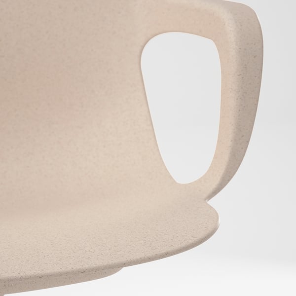 Round, beige chair back with smooth finish, depicting sturdy design and clean lines.