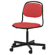 ÖRFJÄLL red office chair with black frame, swiveling, four casters, ergonomic shape.