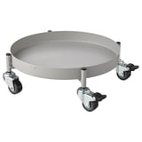 A gray OLIVBLAD plant mover with four wheels, designed for easy movement of plants, featuring brakes and reversible tray.