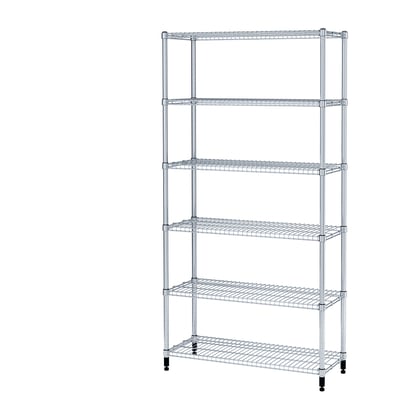 OMAR silver metal 5-tier adjustable shelf for kitchen or storage, galvanized steel.
