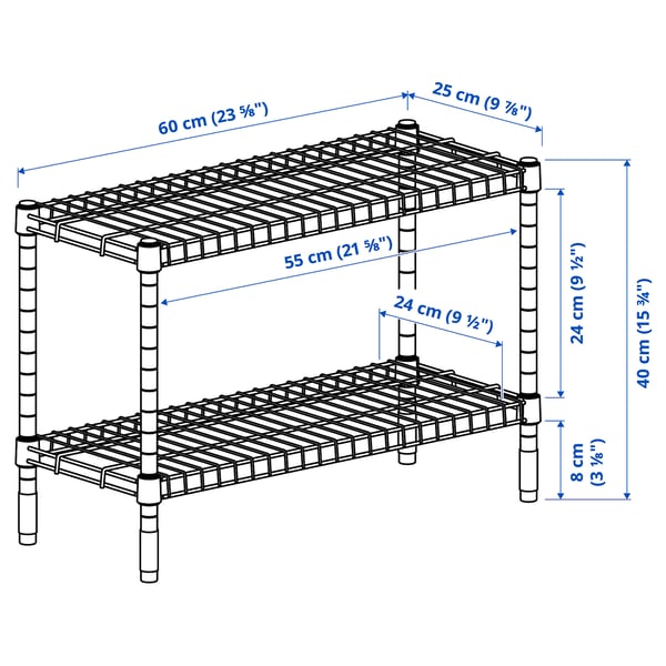 Illustration with measurements for the product: OMAR.