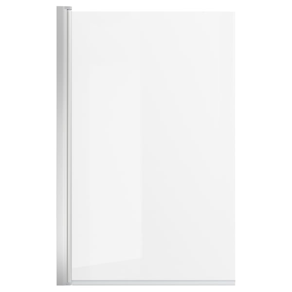 OPPEJEN shower glass door, clear and safety tempered. Anodized aluminum frame, modern minimalist design.