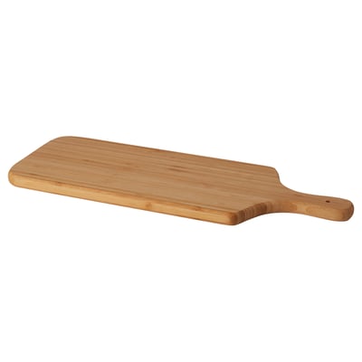 An OSTBIT wooden cutting board. It is light brown, rectangular with a handle, designed for kitchen use.