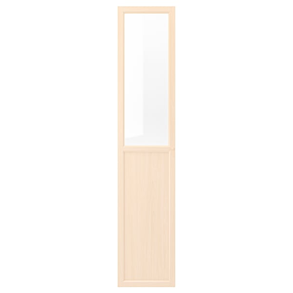 An OXBERG door in white with a glass panel for cabinet or bookcase use.