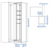 Illustration with measurements for the product: PAX.