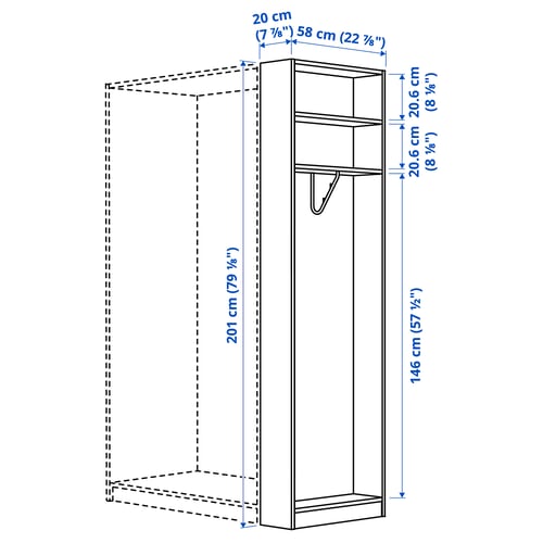 PAX Add-on end-unit, white, 20x58x201 cm