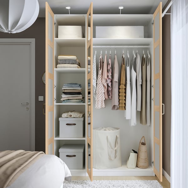 PAX wardrobe - light, mirrored, clothes & storage