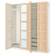 IKEA PAX wardrobe with oak doors, shelves, and mesh basket