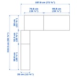 Illustration with measurements for the product: PAX.