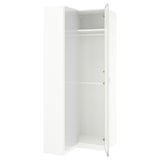 An open white PAX wardrobe with shelves. Its a minimalist, rectangular design with a modern look.