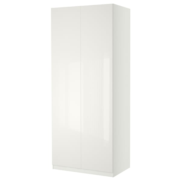 A white PAX wardrobe with a sleek design.