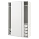 Option: White PAX wardrobe with glass doors, sliding doors, and pull-out shelves.