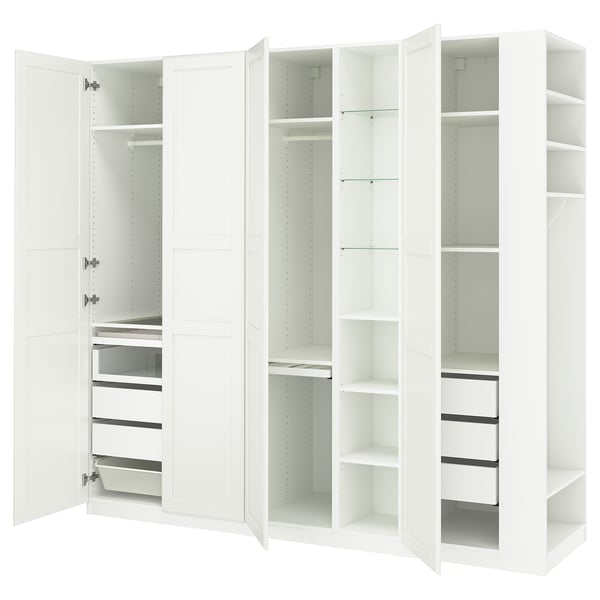 PAX / TYSSEDAL Wardrobe combination, white white/white, 255x60x236 cm