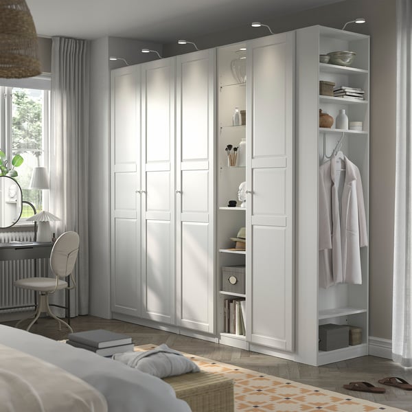 PAX / TYSSEDAL Wardrobe combination, white white/white, 255x60x236 cm