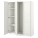 Option: A white ikea PAX wardrobe with open doors, revealing empty shelves and storage space inside.