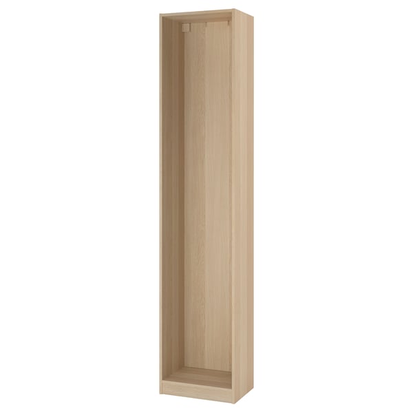 PAX wardrobe frame, light wood, slim design.