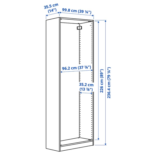 Illustration with measurements for the product: PAX.