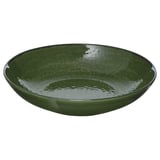 Deep green glossy ceramic bowl, dark rim, classic shape. Perfect for meals or parties.