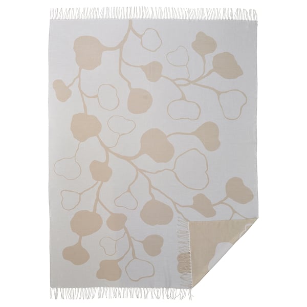 PERSIKOTRÄD Throw, off-white/grey-beige, 150x200 cm