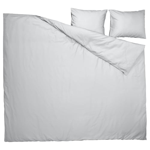 PILTANDVINGE bedding, grey, recycled polyester & viscose, square, envelope closure.
