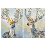 PJÄTTERYD: colorful deer canvas prints. Bright, floral, abstract design.