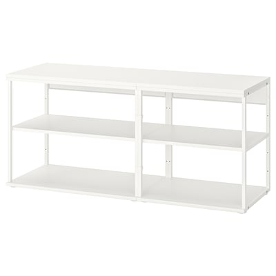PLATSA, white, modular shelf unit, metal & particleboard, rectangular, minimalist design.