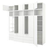 White PLATSA storage system with shelves and drawers - modern and minimalist design.