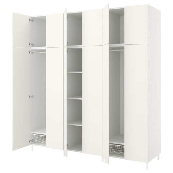 White PLATSA wardrobe with open doors, modern, minimalist design.