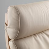 Close-up of POÄNG armchair cushion, soft and durable glose grain leather, comfortable and stylish.