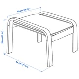 Illustration with measurements for the product: POÄNG.